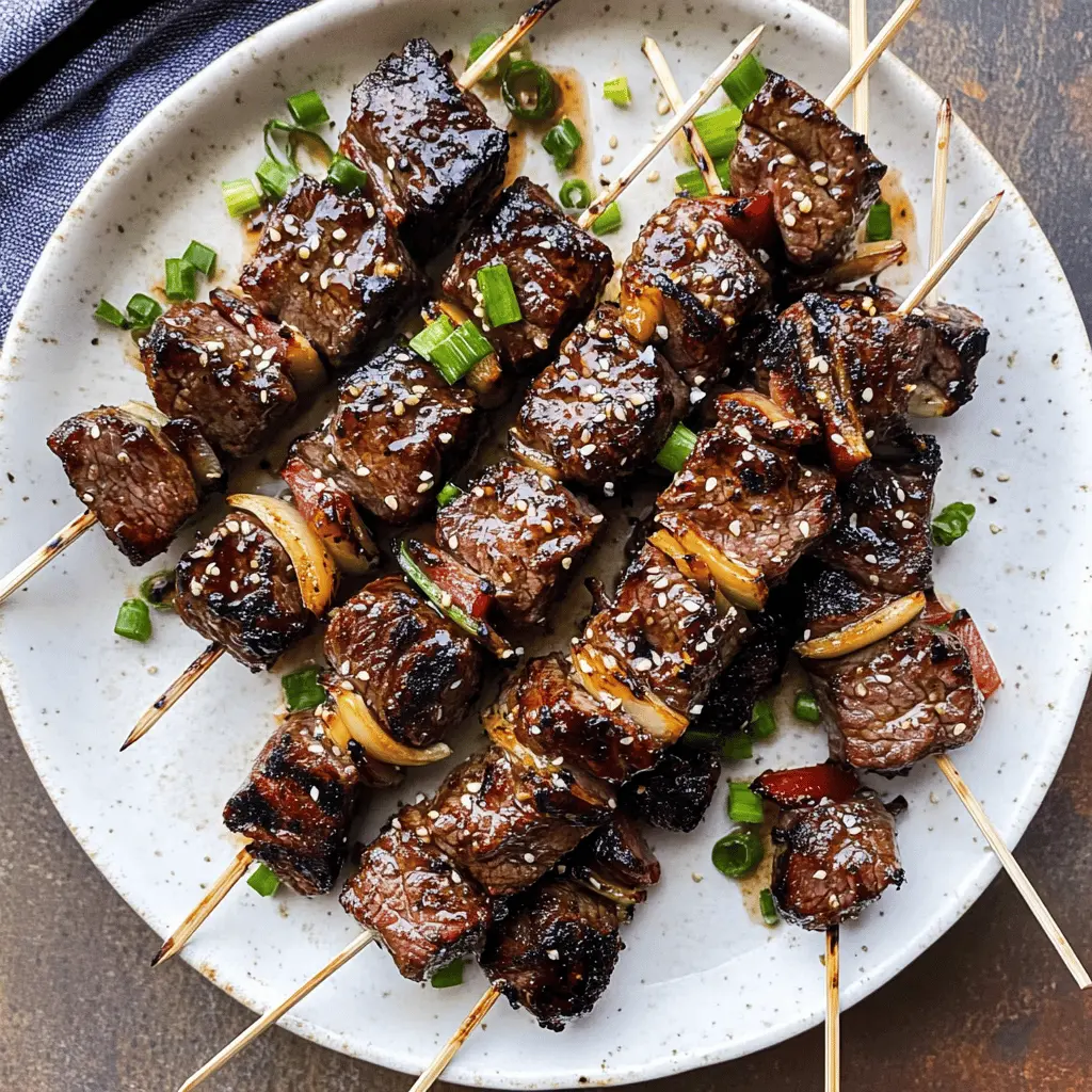 Fire up the grill for these Asian Garlic Steak Skewers that are bursting with flavor! Tender steak is marinated in a delicious garlic sauce, then grilled to perfection. Perfect for summer barbecues or quick weeknight meals, these skewers will impress your friends and family. Save this recipe for your next outdoor gathering and enjoy the tasty goodness!