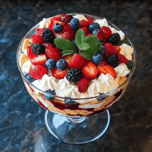 Layered with fresh berries, creamy vanilla pudding, and fluffy whipped cream, this Berry Trifle is a delightful dessert that's perfect for any occasion! Easy to assemble, it brings together the sweetness of strawberries, blueberries, and raspberries in a beautiful presentation. Save this recipe for your next gathering or a sweet treat to enjoy at home!