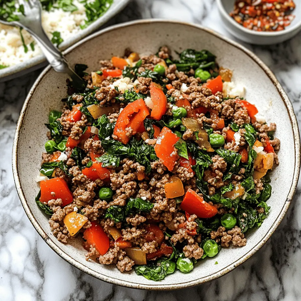This Mediterranean Ground Beef Stir Fry is a flavorful twist on a classic! Packed with spices, fresh veggies, and lean ground beef, it's a nutritious meal ready in under 30 minutes. Perfect for busy weeknights or easy meal prep. Save this pin for your next dinner inspiration and enjoy a taste of the Mediterranean!