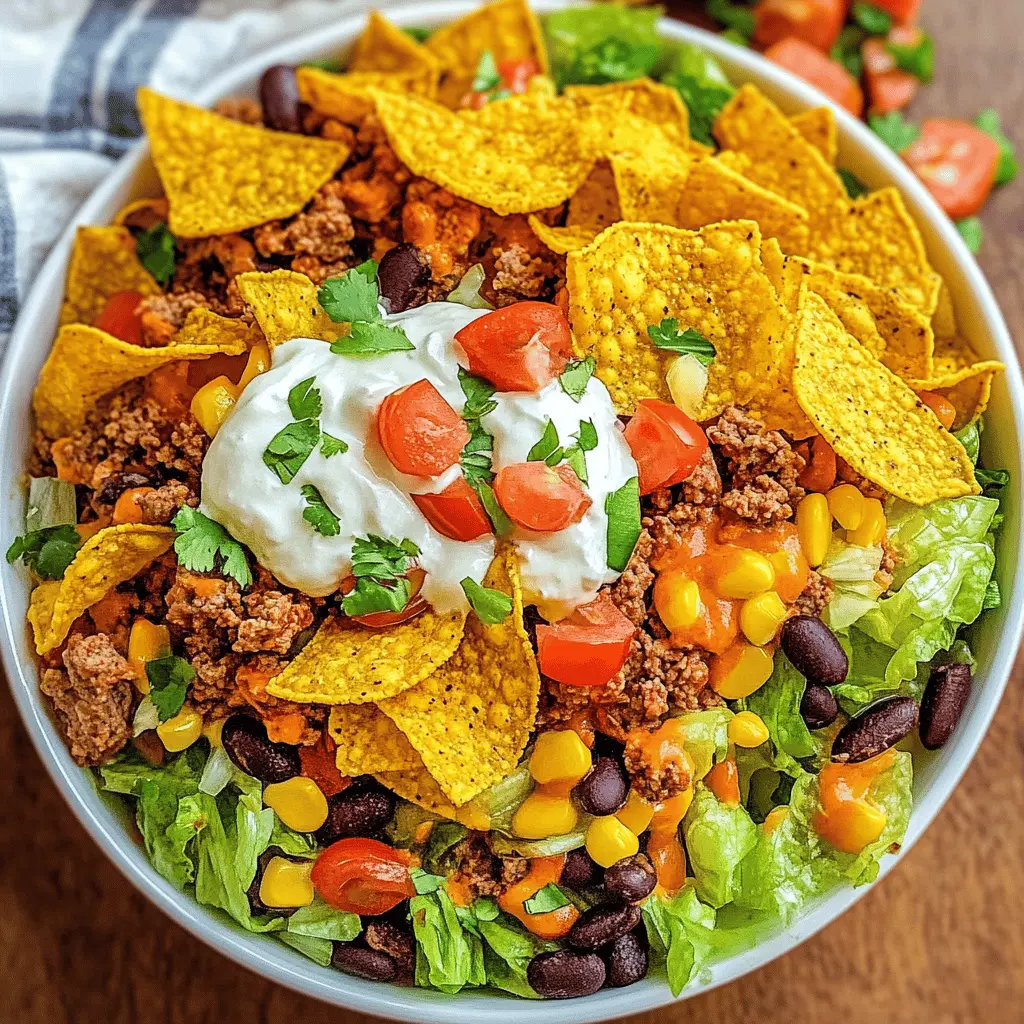 This Doritos Taco Salad is a fun twist on a classic dish! With layers of seasoned beef, fresh veggies, and crunchy Doritos, it’s a colorful and satisfying meal perfect for picnics or game day. Save this recipe for your next gathering or quick weeknight dinner – it's sure to be a hit with family and friends!