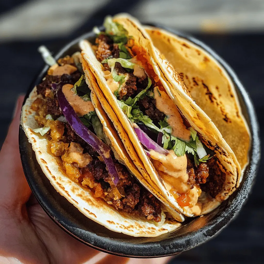 These Easy Smash Burger Tacos are a fun twist on classic flavors! Juicy beef patties, melted cheese, and your favorite taco toppings come together for a meal everyone will love. Perfect for weeknight dinners or game day gatherings. Save this recipe for a deliciously unique take on tacos that’s sure to impress your friends and family!