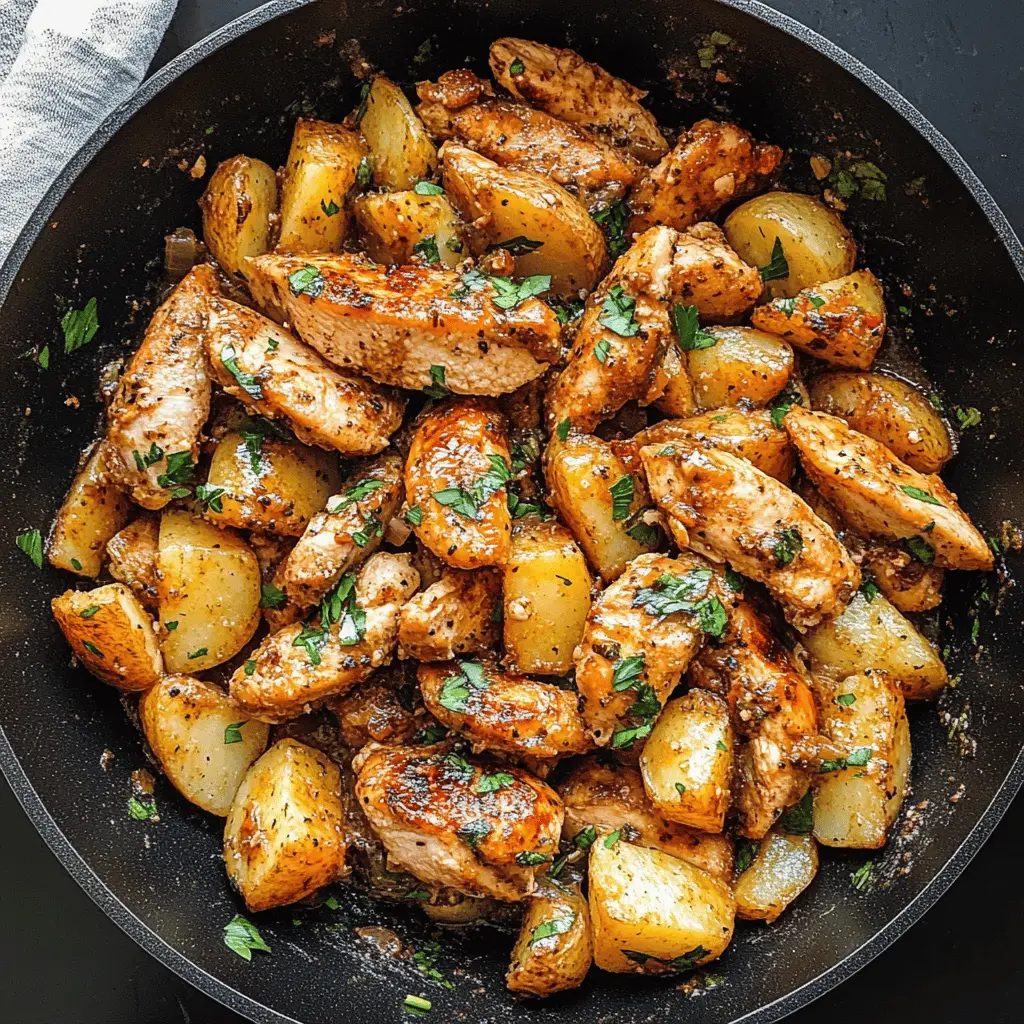 Enjoy a one-pan wonder with this Garlic Butter Chicken and Potatoes Skillet! Tender chicken breasts are perfectly seared and infused with rich garlic butter flavor, paired with crispy golden potatoes. Quick and delicious, this meal makes for a perfect weeknight dinner or a cozy gathering. Save this recipe for a hearty meal that’s sure to impress!