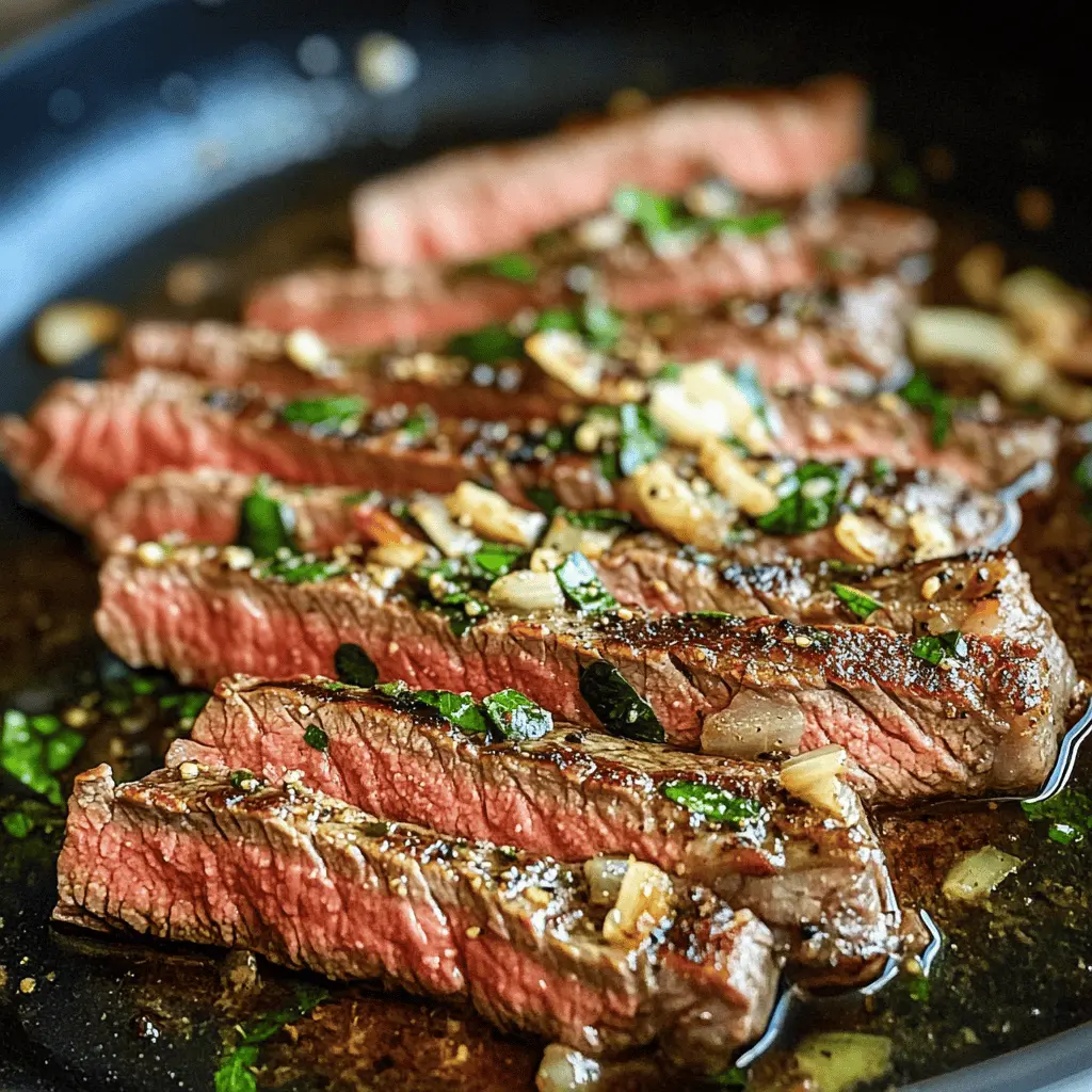 This Garlic Butter Skillet Flank Steak recipe combines tender meat with rich flavors in just one pan! Perfect for busy weeknights or special occasions, this dish features juicy flank steak seared to perfection, then coated in a luscious garlic butter sauce. Save this pin to try it out later and impress your family and friends with a mouthwatering dinner!