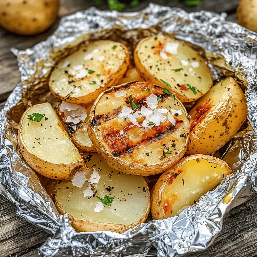 Transform your summer BBQ with these Grilled Potatoes in Foil! Packed with fresh herbs and spices, these potato packets are bursting with flavor and make for an easy side dish. Perfect for picnics or grilling parties! Save this recipe for your next gathering and impress your friends and family with this delicious outdoor treat.