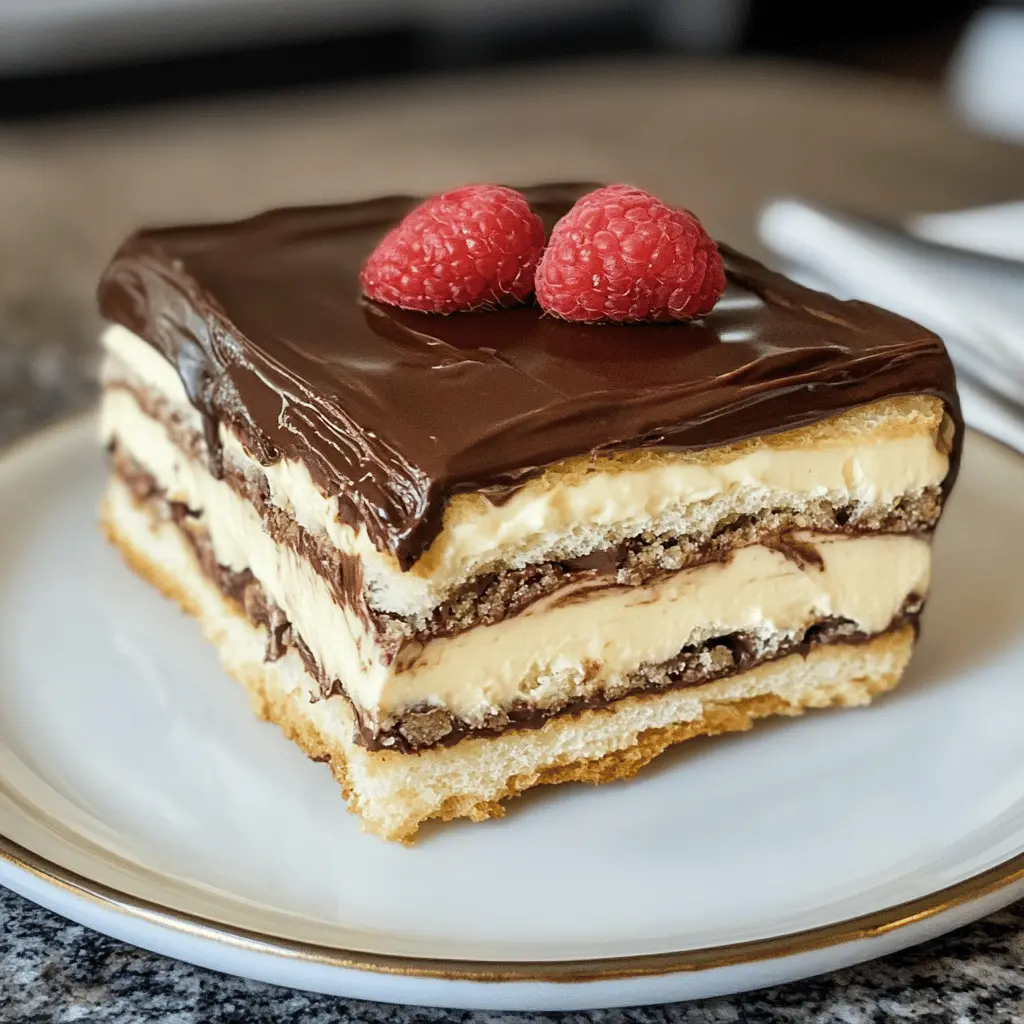 This delightful No-Bake Chocolate Eclair Cake brings the classic dessert to your table without the fuss of baking! Layered with cream-filled éclairs and rich chocolate pudding, it's a quick and tasty treat that everyone will love. Perfect for parties, special occasions, or simply satisfying your sweet tooth. Save this easy recipe for your next dessert craving!