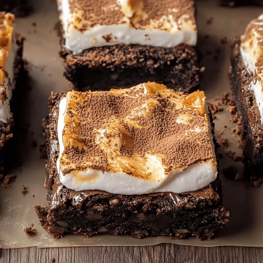 Craving a sweet treat? These S'mores Brownies combine fudgy chocolate goodness with fluffy vanilla bean marshmallow for a dessert that's hard to resist! The rich layers and gooey texture make it perfect for gatherings or cozy nights in. Save this recipe and impress your friends with these delicious brownies at your next get-together!