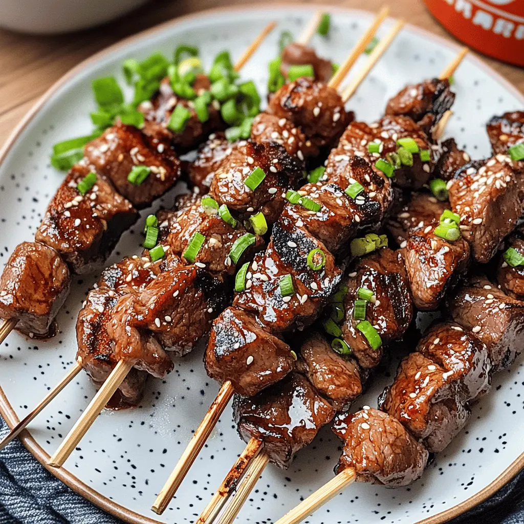 Juicy and flavorful Teriyaki Sesame Beef Skewers are perfect for your next BBQ or family dinner! Marinated in a rich teriyaki sauce and sprinkled with sesame seeds, these skewers are simple to prepare yet bursting with taste. Save this recipe for a quick and delicious meal that everyone will love! Perfect for summer gatherings!