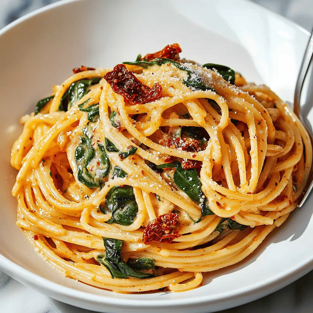 Creamy Sun-Dried Tomato Spaghetti with Spinach