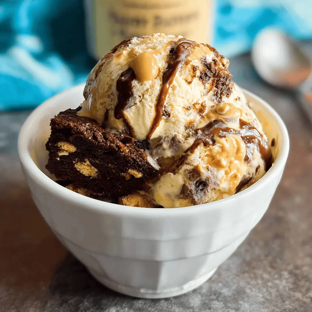 Easy Peanut Butter Brownie Ice Cream Recipe