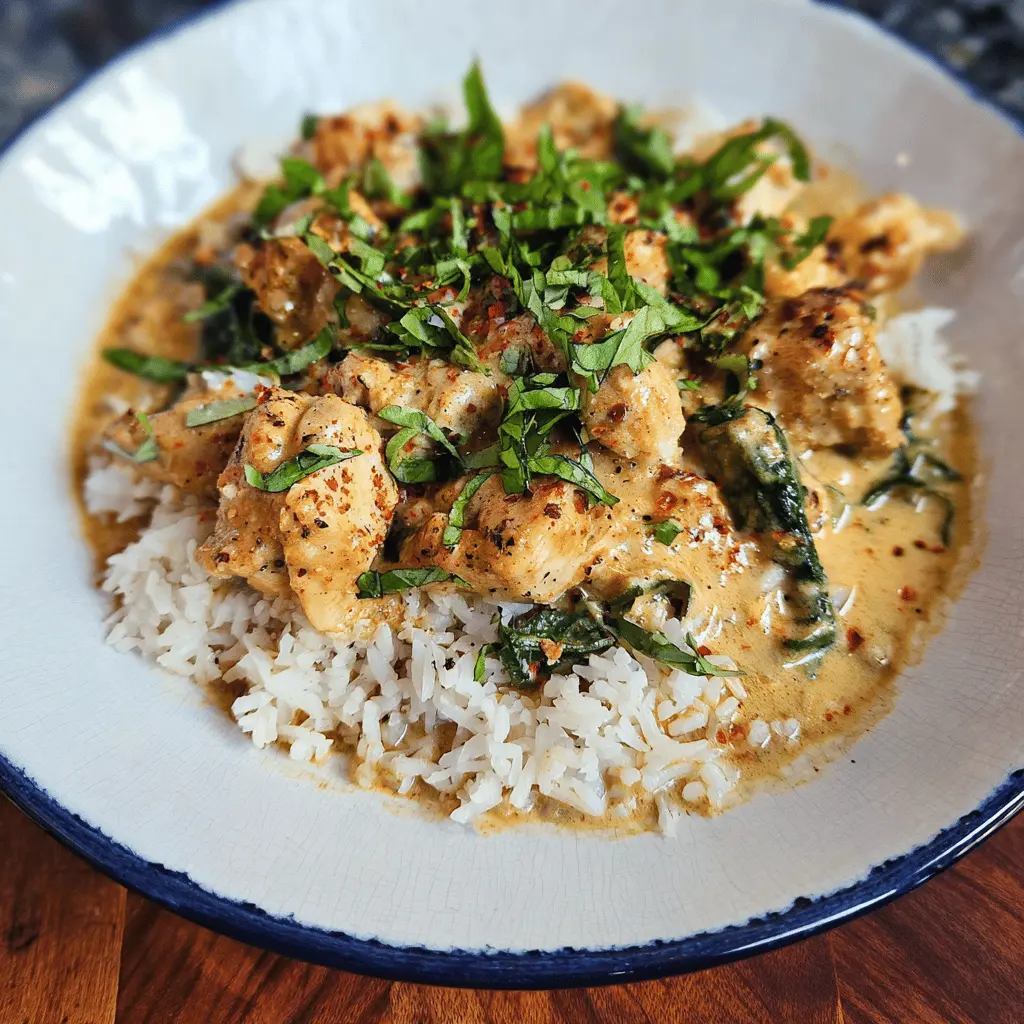 Easy Basil Chicken in Creamy Coconut Curry