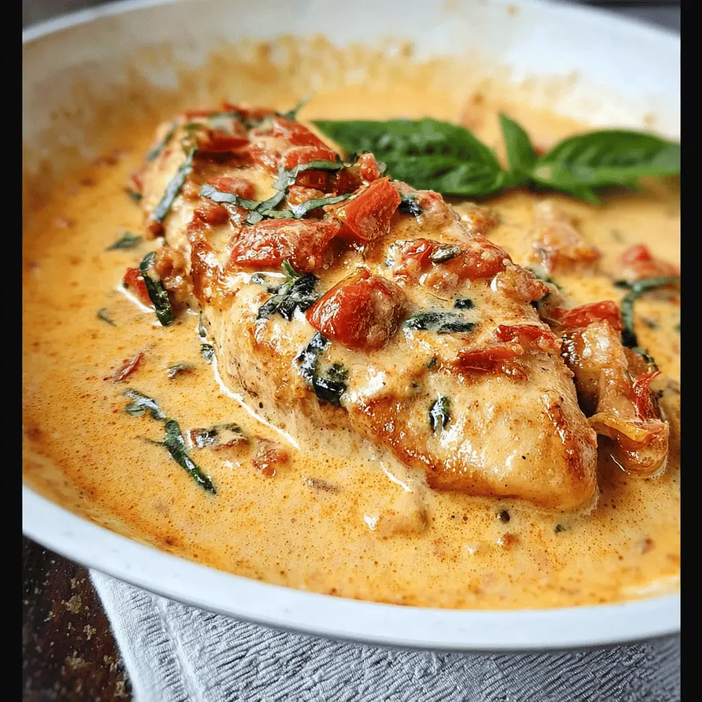 Easy Chicken in Tomato Basil Cream Sauce