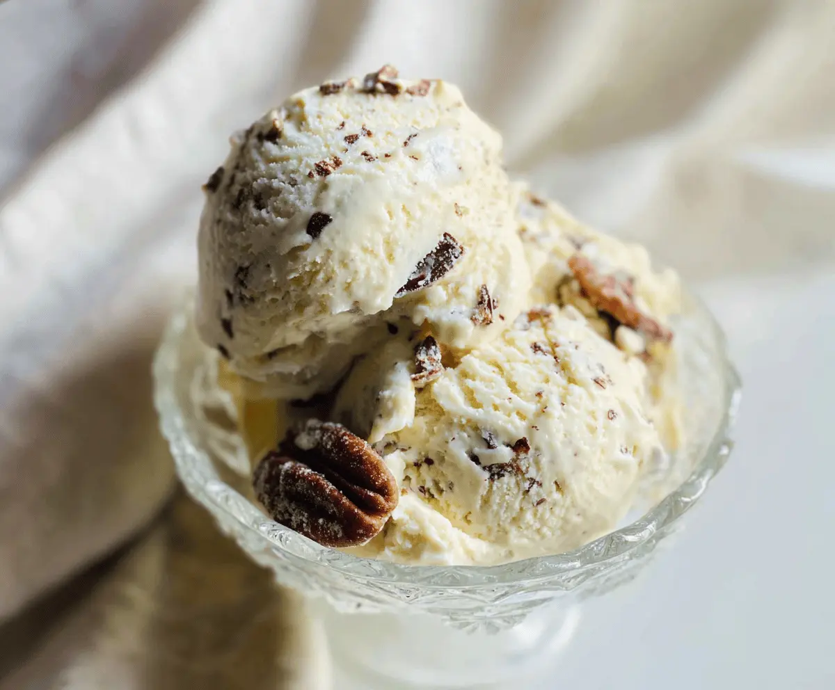 Homemade Brown Butter Ice Cream With Candied Pecans