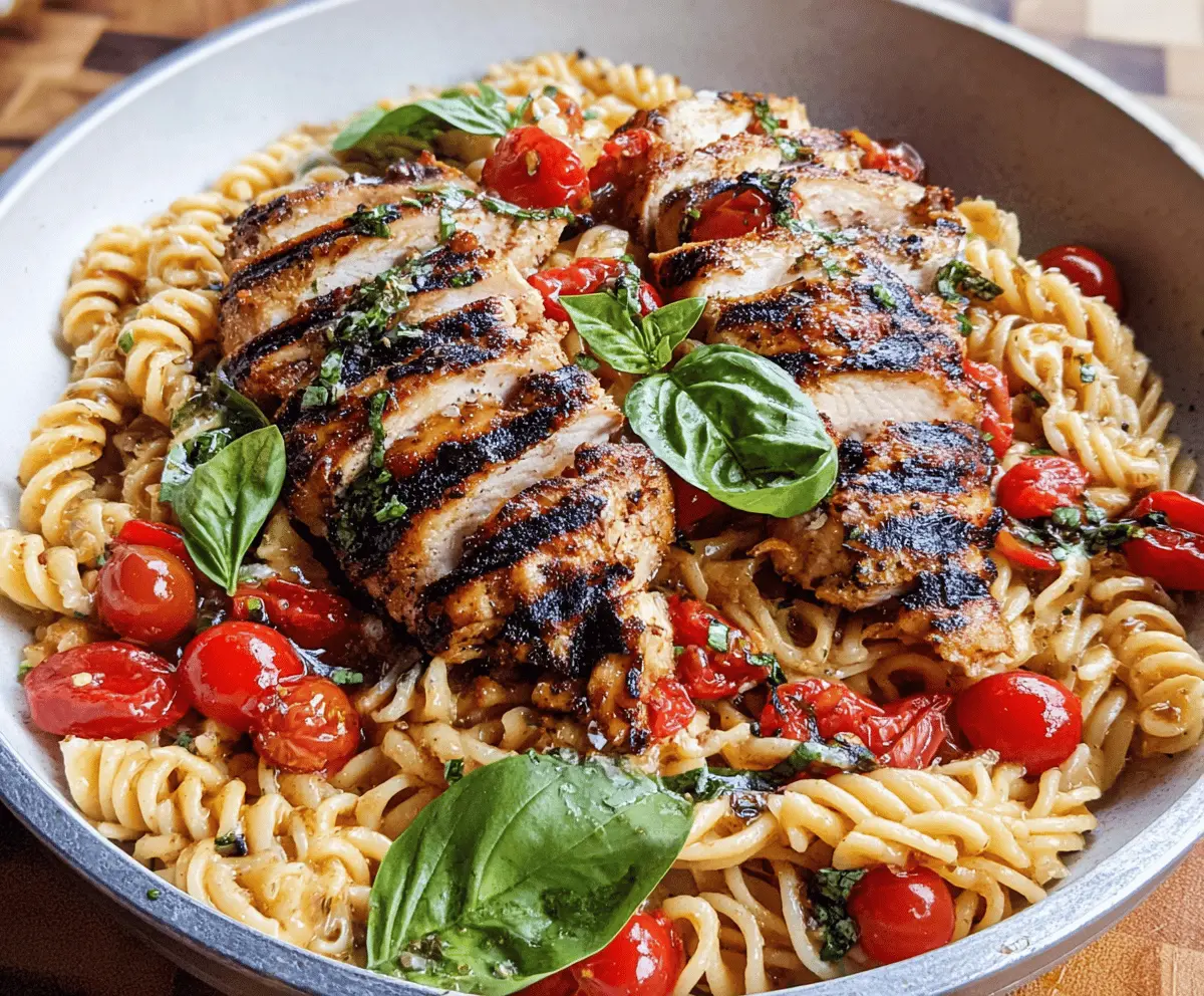 Easy Tomato Basil Pasta with Balsamic Grilled Chicken