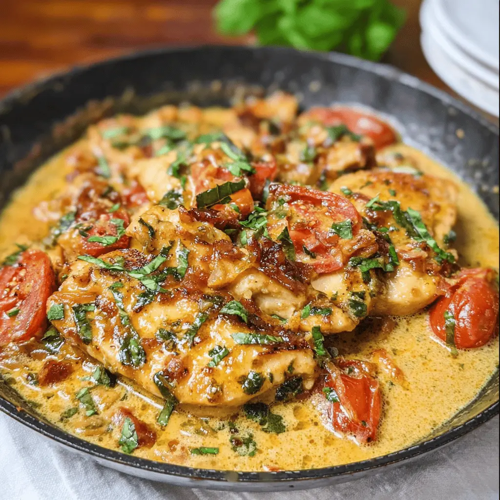 Easy Keto Tomato Basil Chicken Skillet