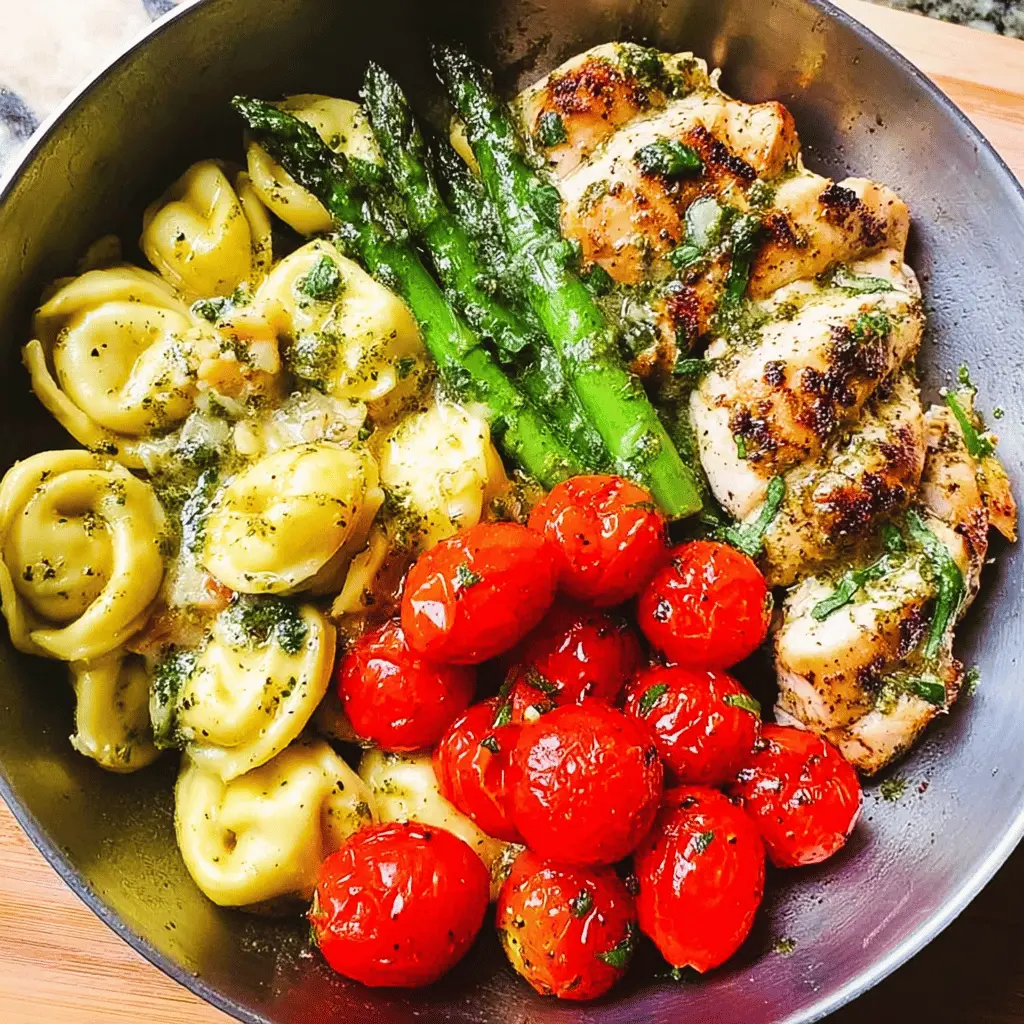 Easy Basil Pesto Chicken with Tortellini and Veggies