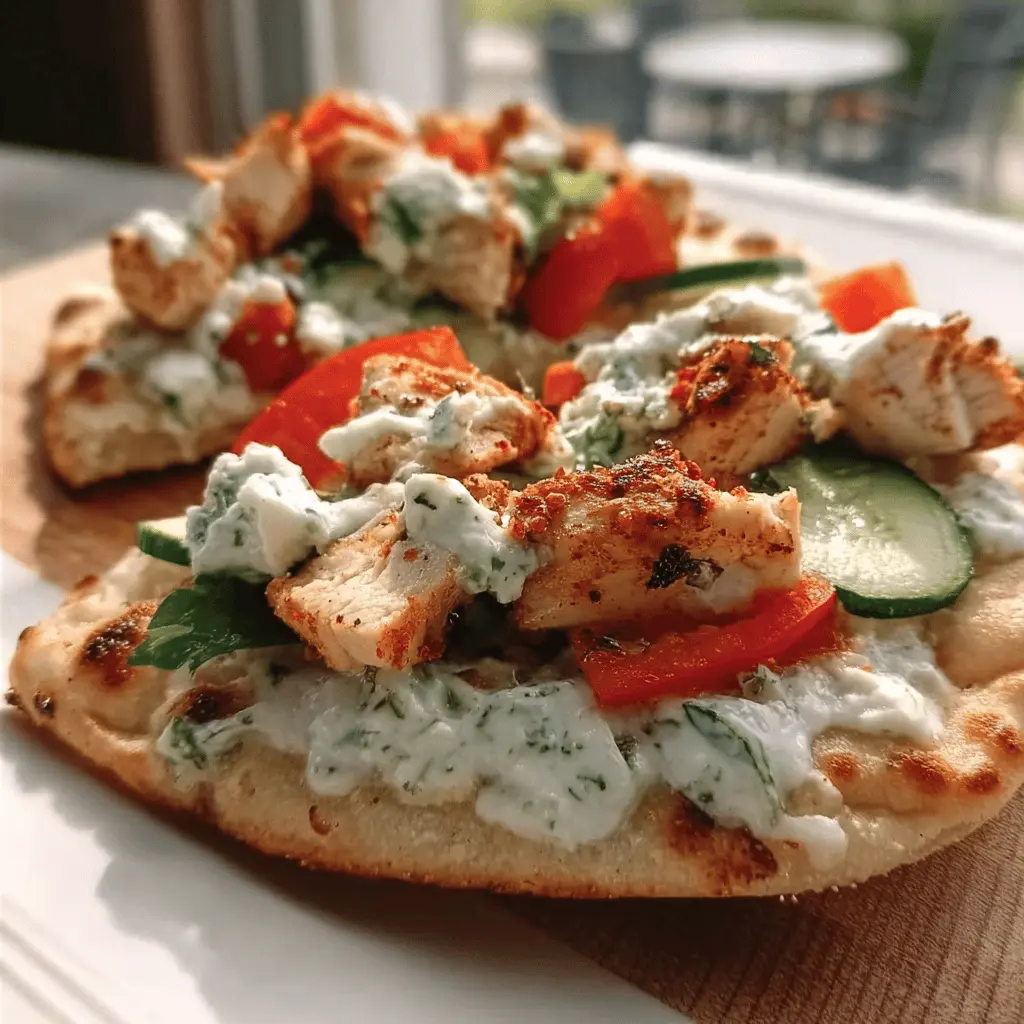 Easy Tzatziki Chicken and Veggie Naan Pizza
