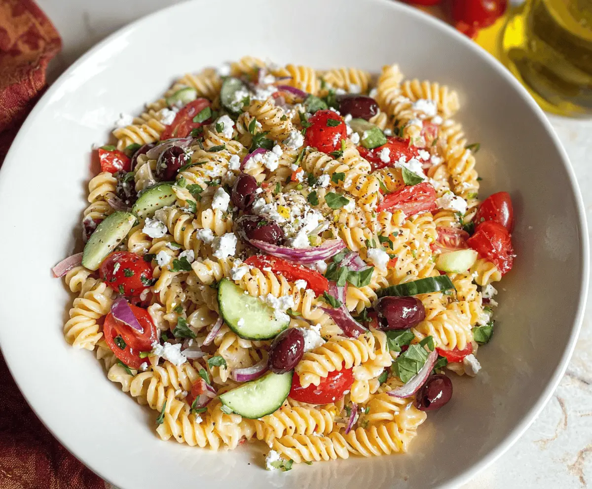 Easy Mediterranean Pasta Salad with Fresh Veggies