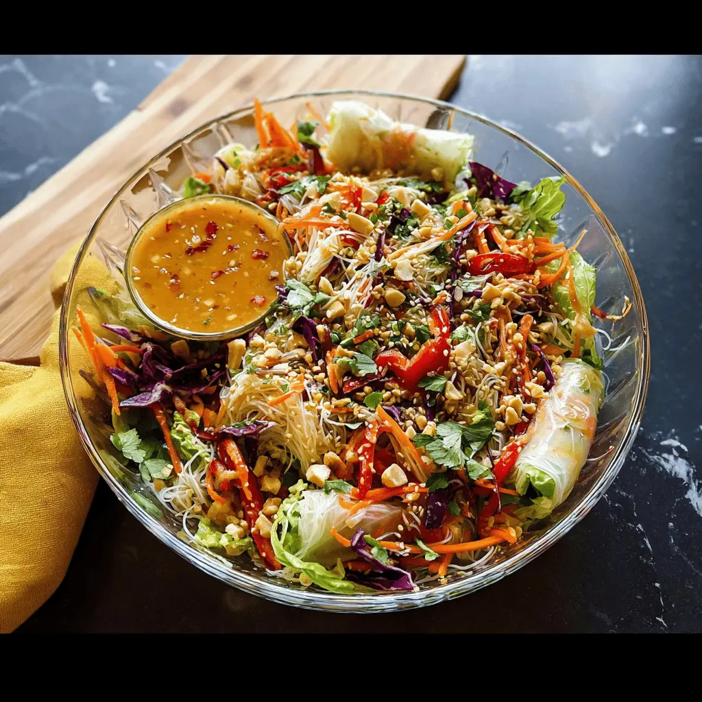 Fresh Spring Roll Salad With Spicy Ginger Dressing