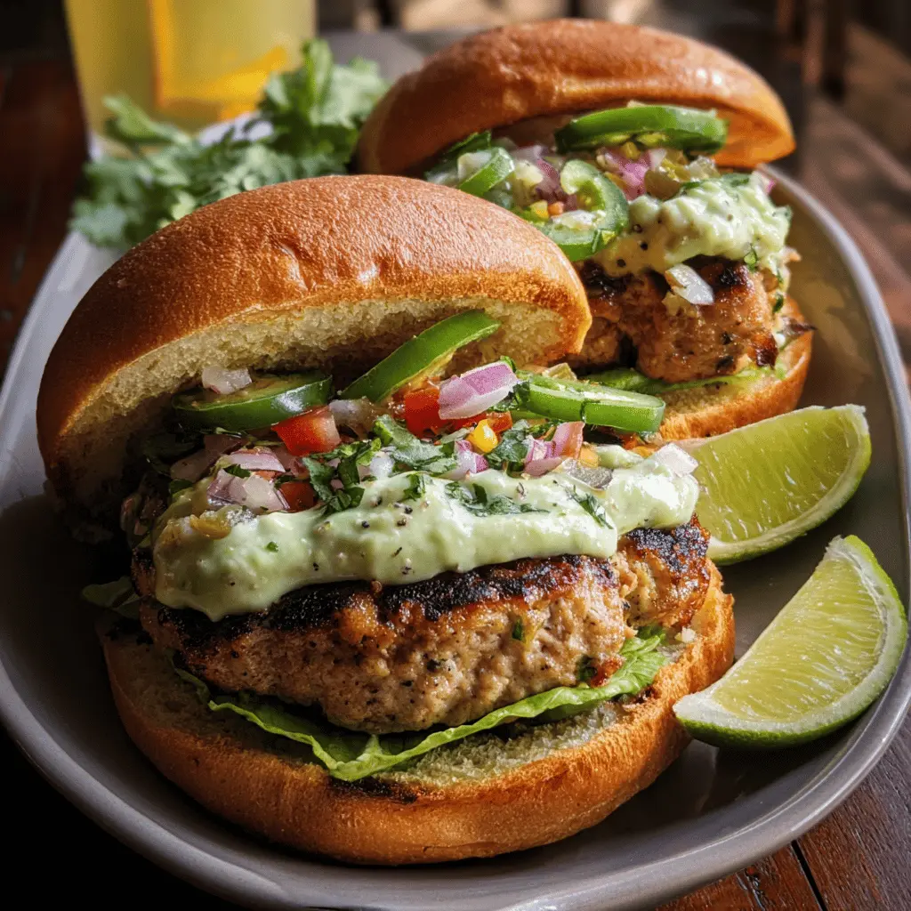Healthy Honey Jalapeño Turkey Burgers with Creamy Avocado Sauce