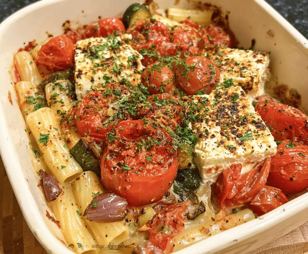 Cheesy Baked Feta Veggie Pasta Recipe