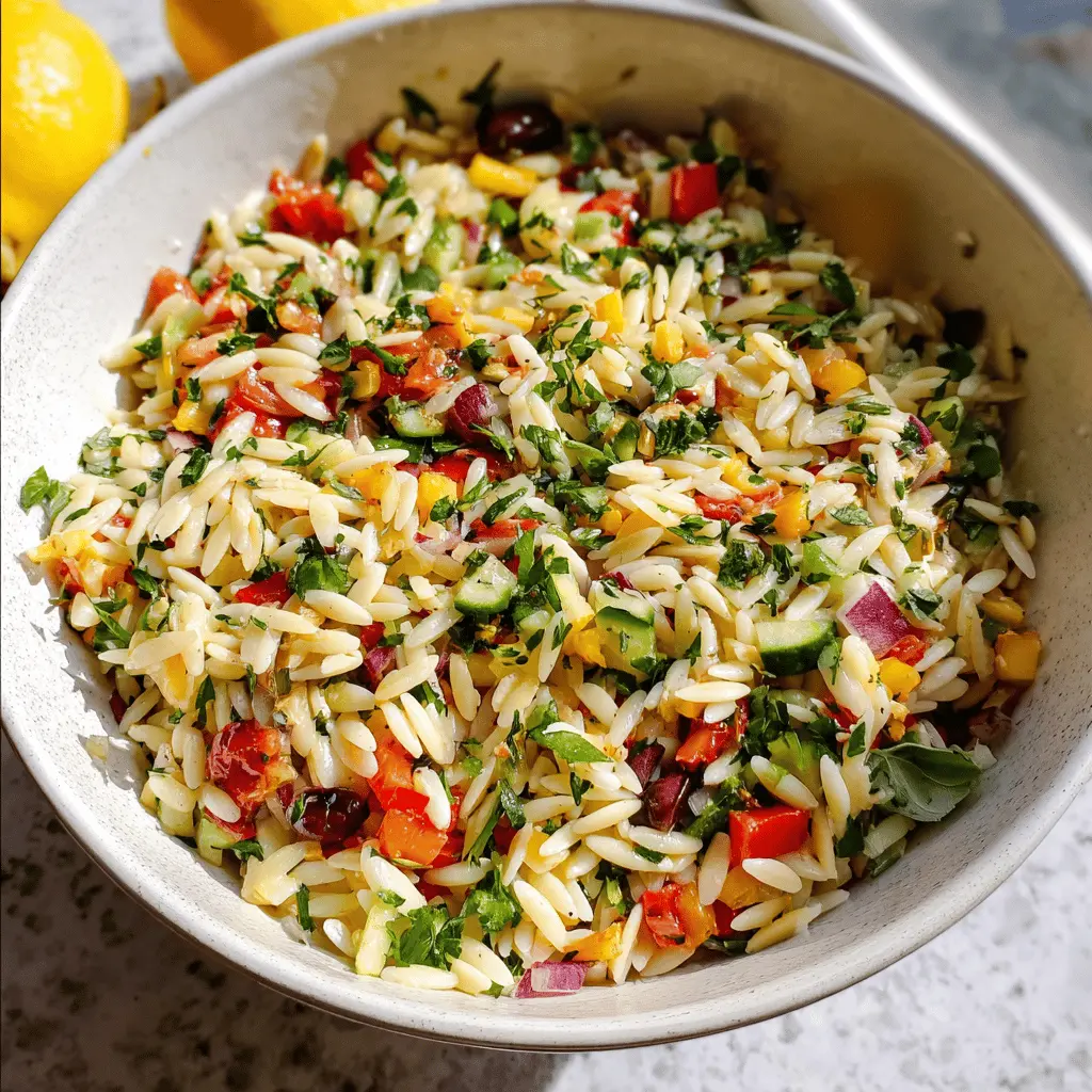 Easy Rainbow Orzo Salad with Fresh Veggies