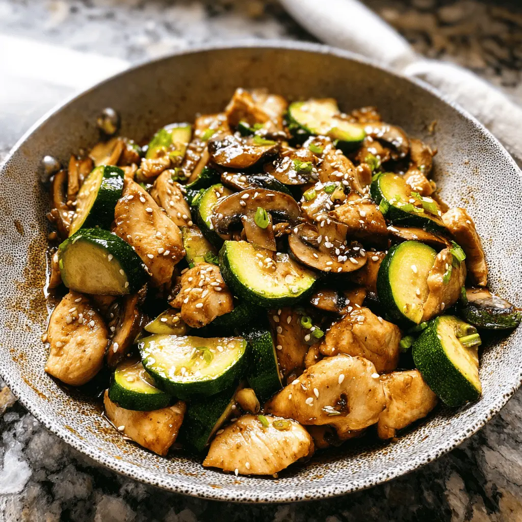 Healthy Zucchini Mushroom Chicken Stir Fry Recipe