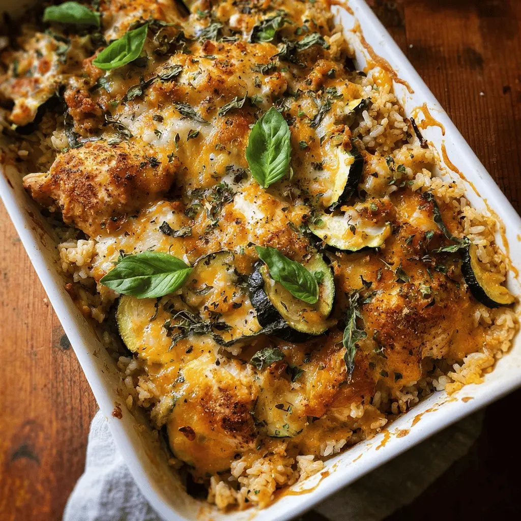 Cheesy Zucchini Chicken and Rice Casserole
