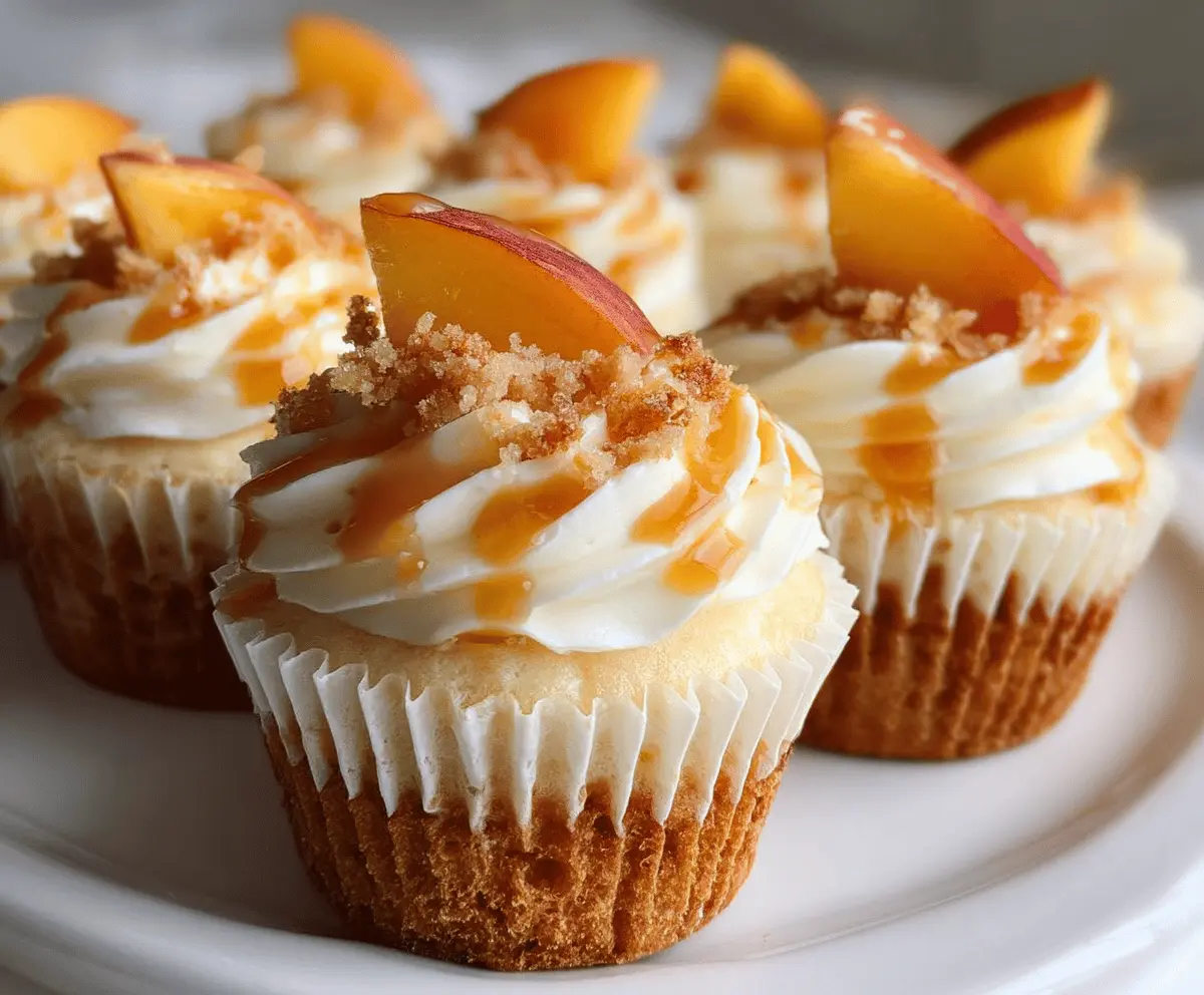 Creamy Peach and Honey Cheesecake Cupcakes