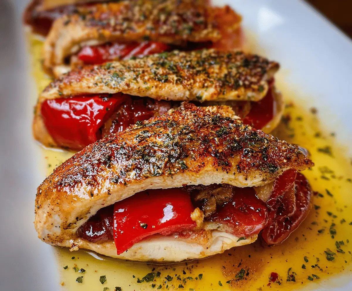 Easy Stuffed Chicken Breast with Roasted Peppers
