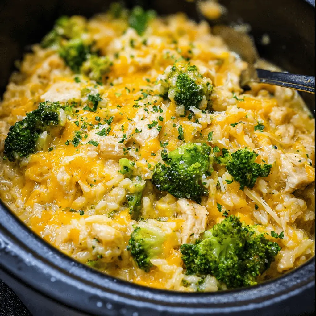 Easy Crockpot Cheesy Chicken Broccoli Rice