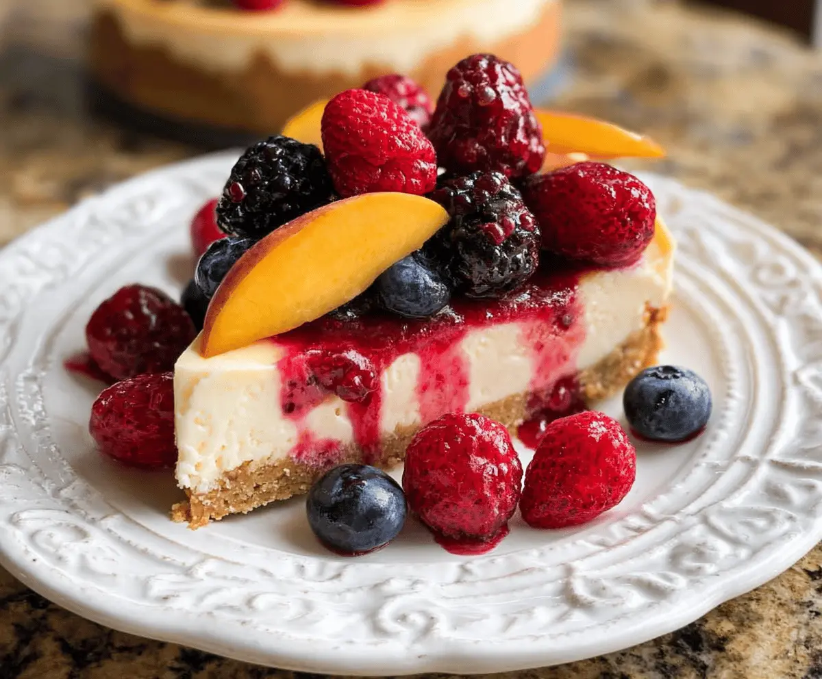 Creamy Summer Berry and Peach Cheesecake Recipe