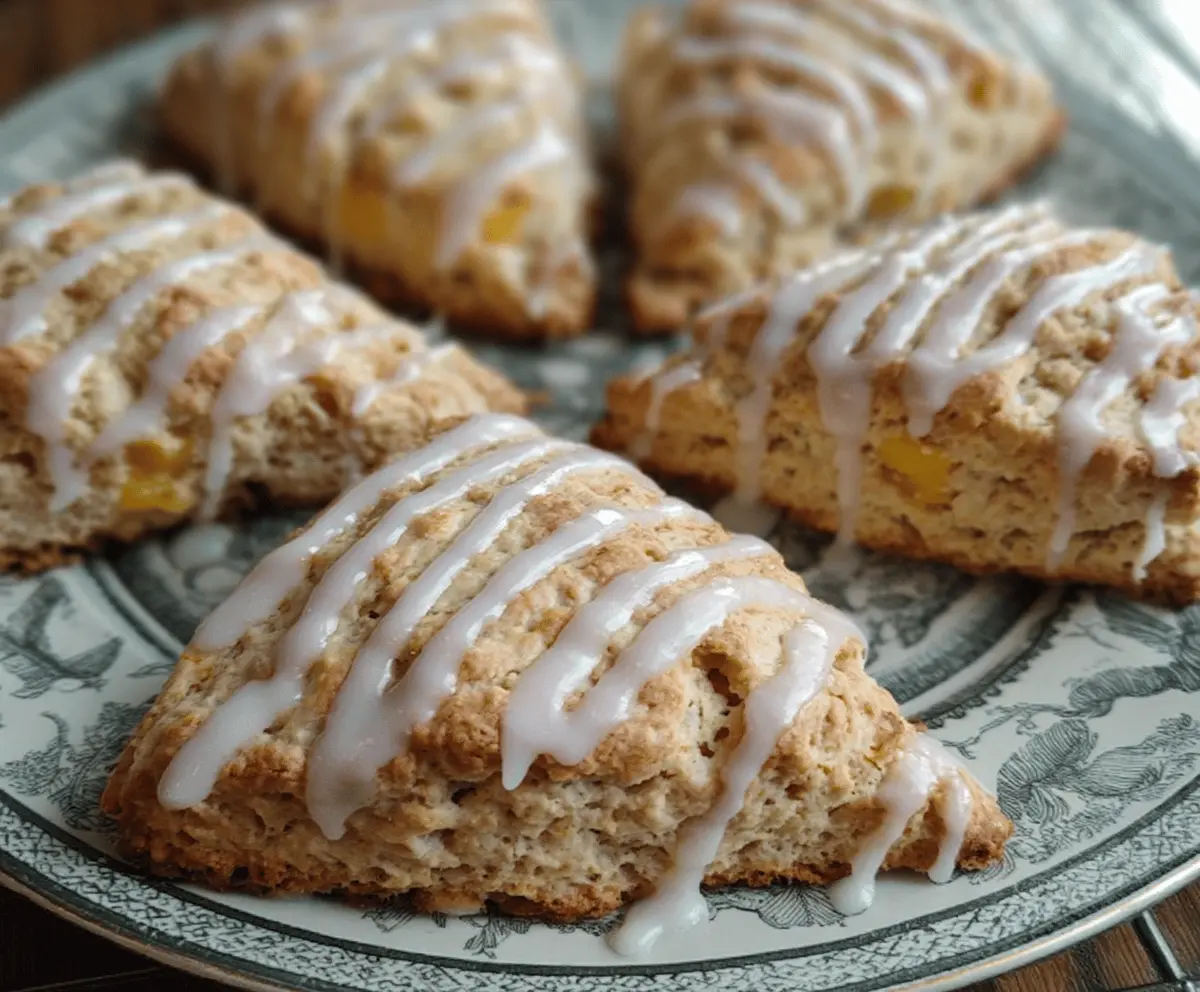 Easy Peach Pie Scones With Creamy Vanilla Glaze