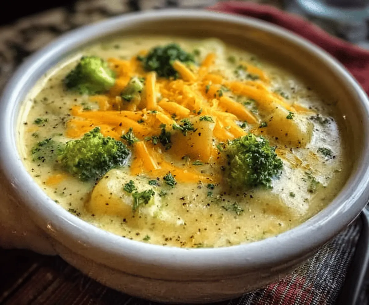 Easy Crock Pot Potato Broccoli Cheddar Soup