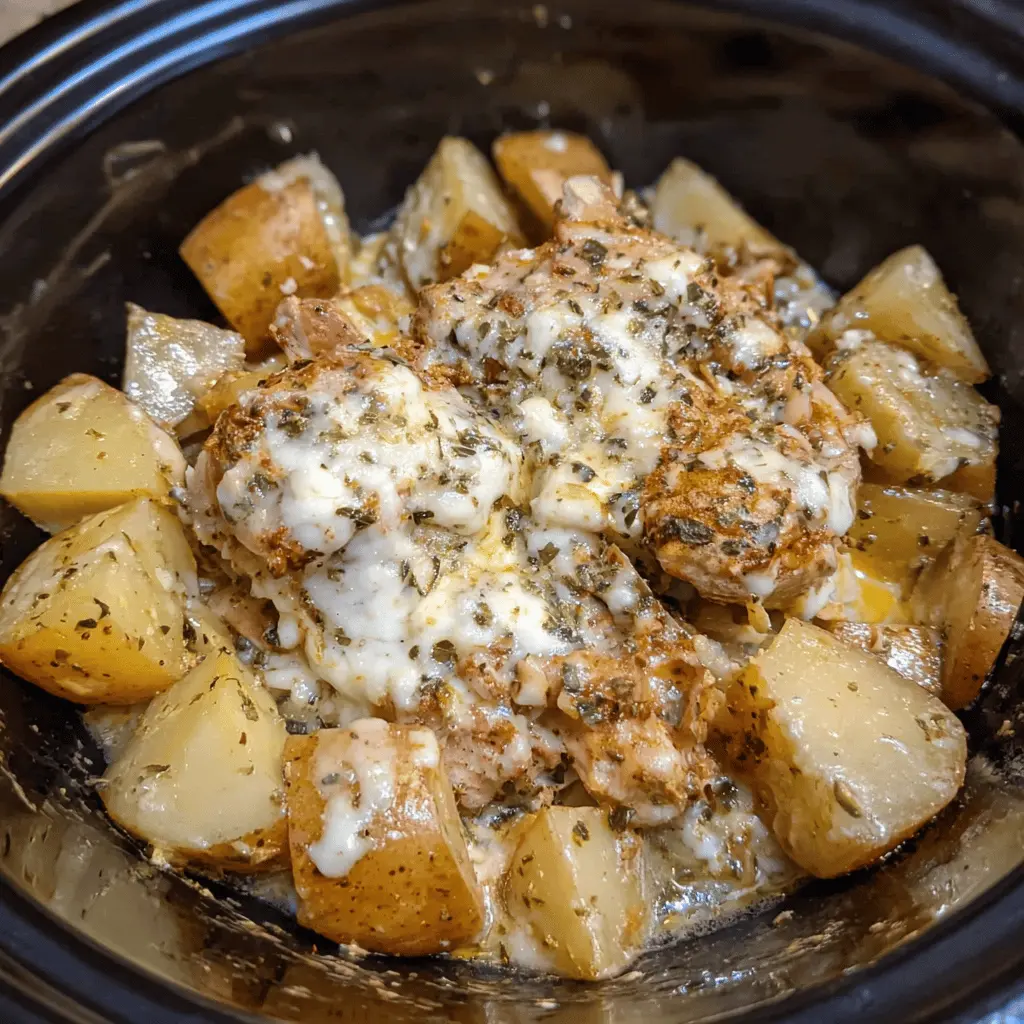 Easy Crockpot Garlic Parmesan Chicken and Potatoes