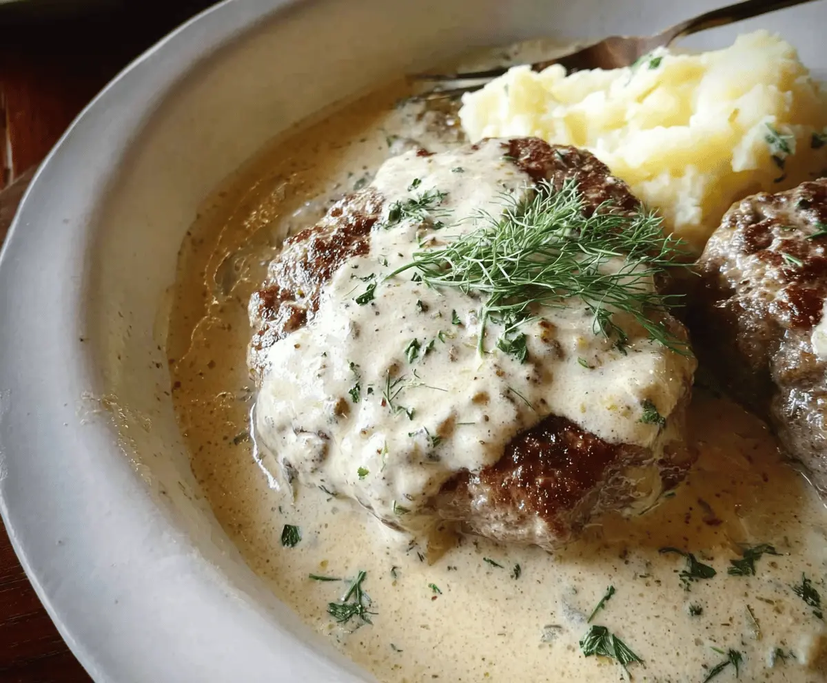 Creamy Dill Hamburger Steaks Recipe