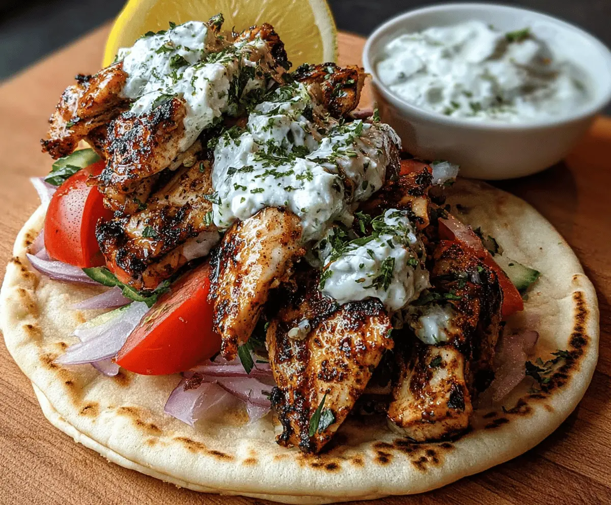 Greek Chicken Gyros With Lemon Herb Marinade & Tzatziki