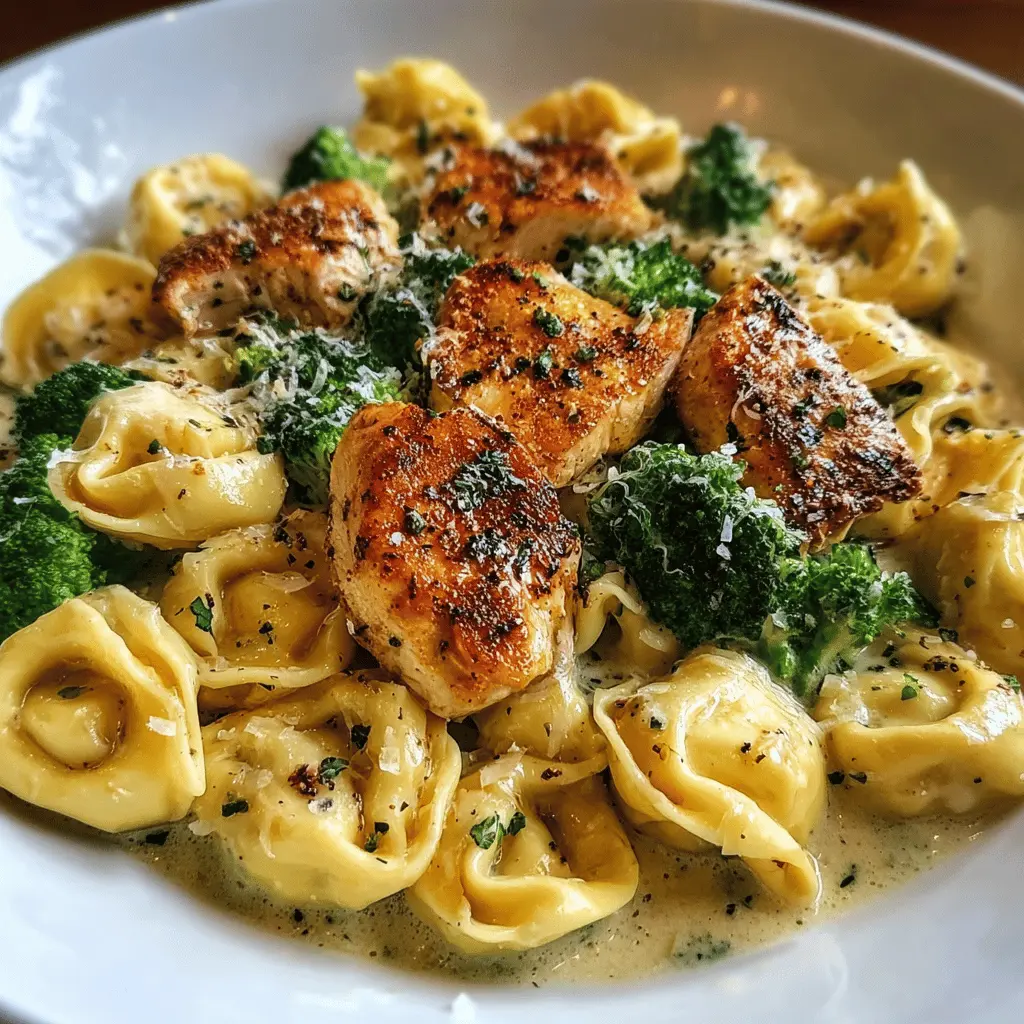 Creamy Garlic Parmesan Chicken Tortellini with Broccoli