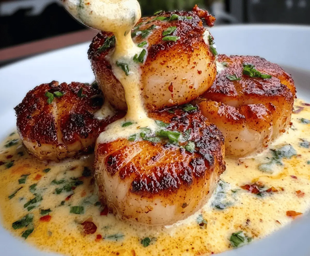 Seared Scallops With Creamy Spicy Cajun Sauce
