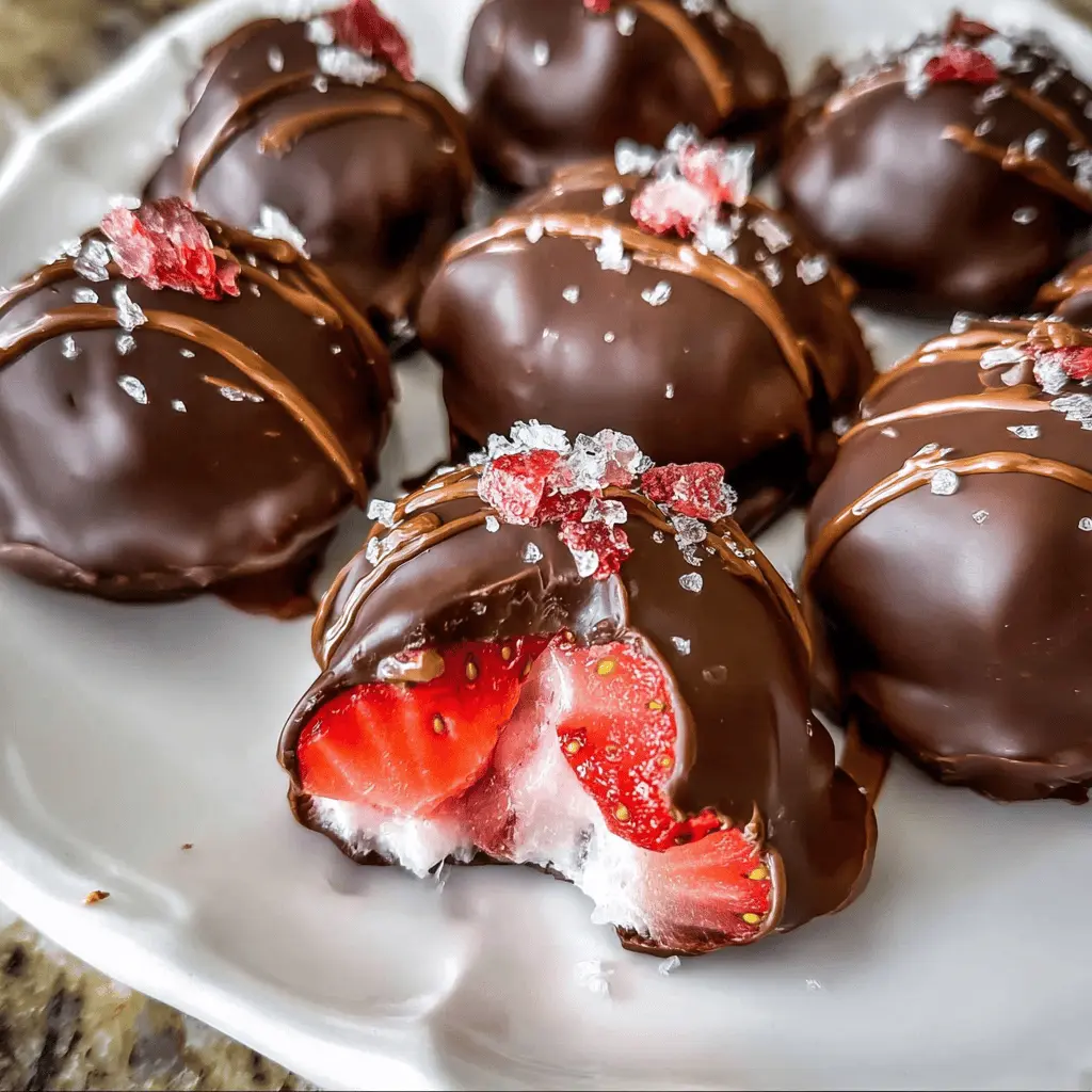 Easy Chocolate Strawberry Frozen Yogurt Bites