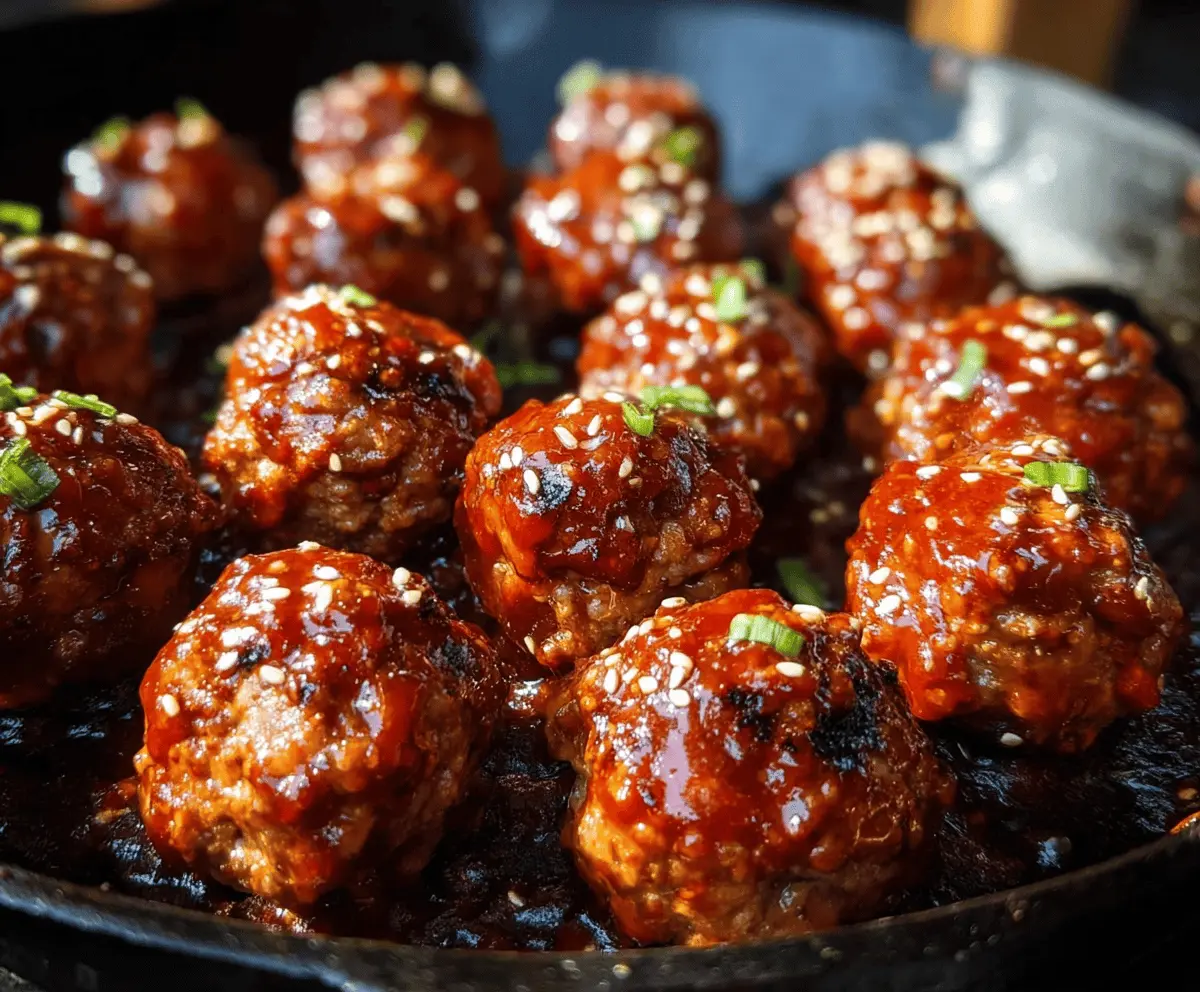 Sticky Korean BBQ Meatballs With Spicy Gochujang Glaze