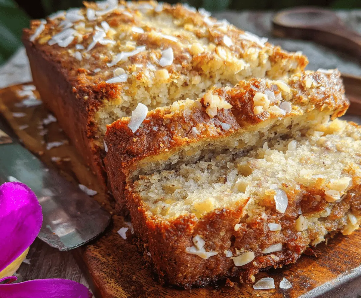 Tropical Hawaiian Banana Bread with Pineapple and Macadamia Nuts