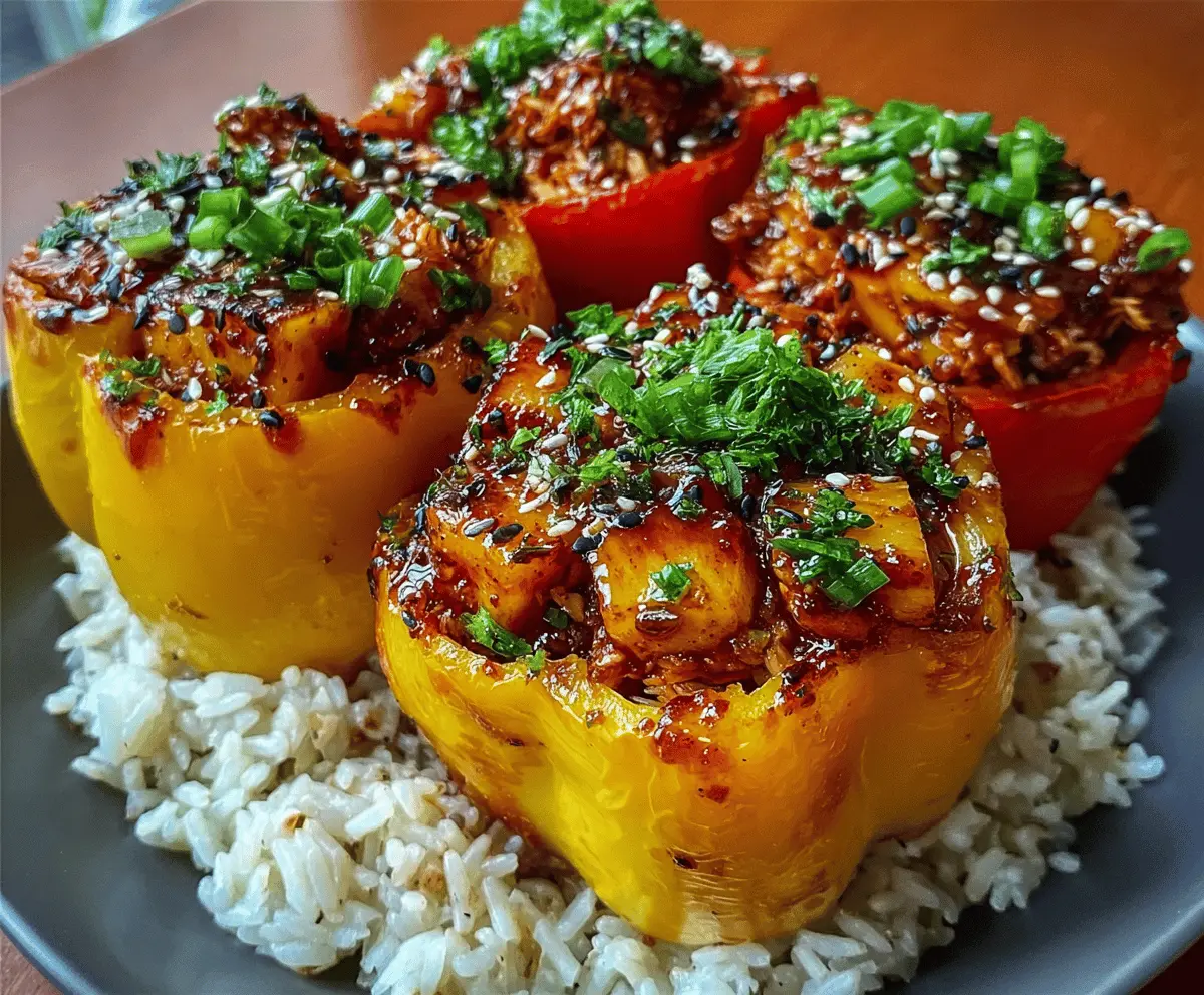 Teriyaki Pineapple Chicken Stuffed Peppers