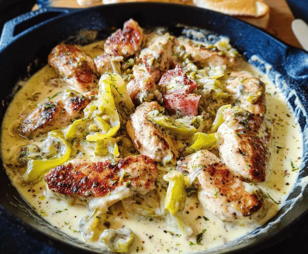 Creamy Pepperoncini Chicken Skillet Dinner