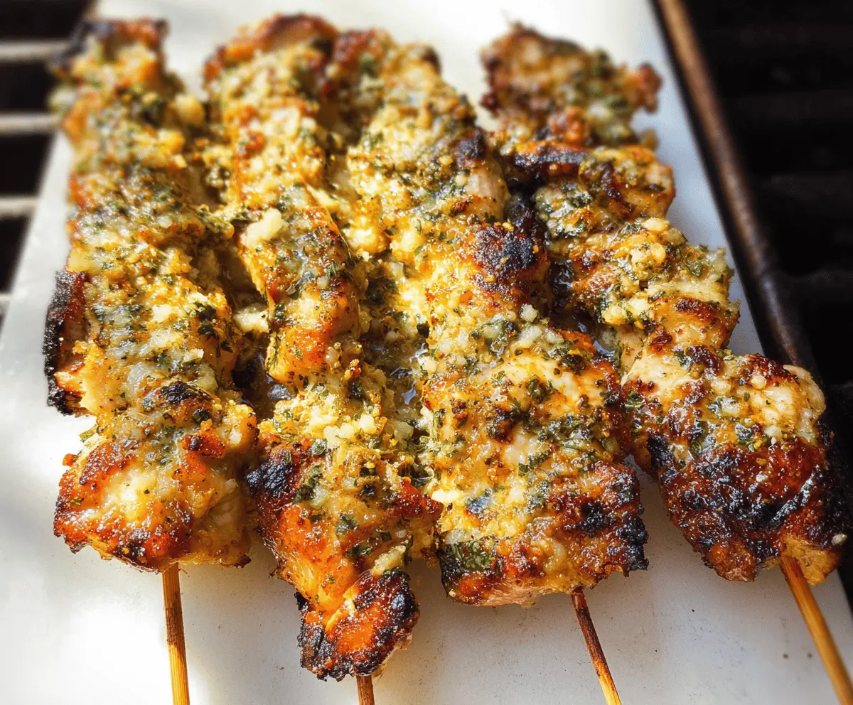 Easy Grilled Ranch Garlic Parmesan Chicken Skewers