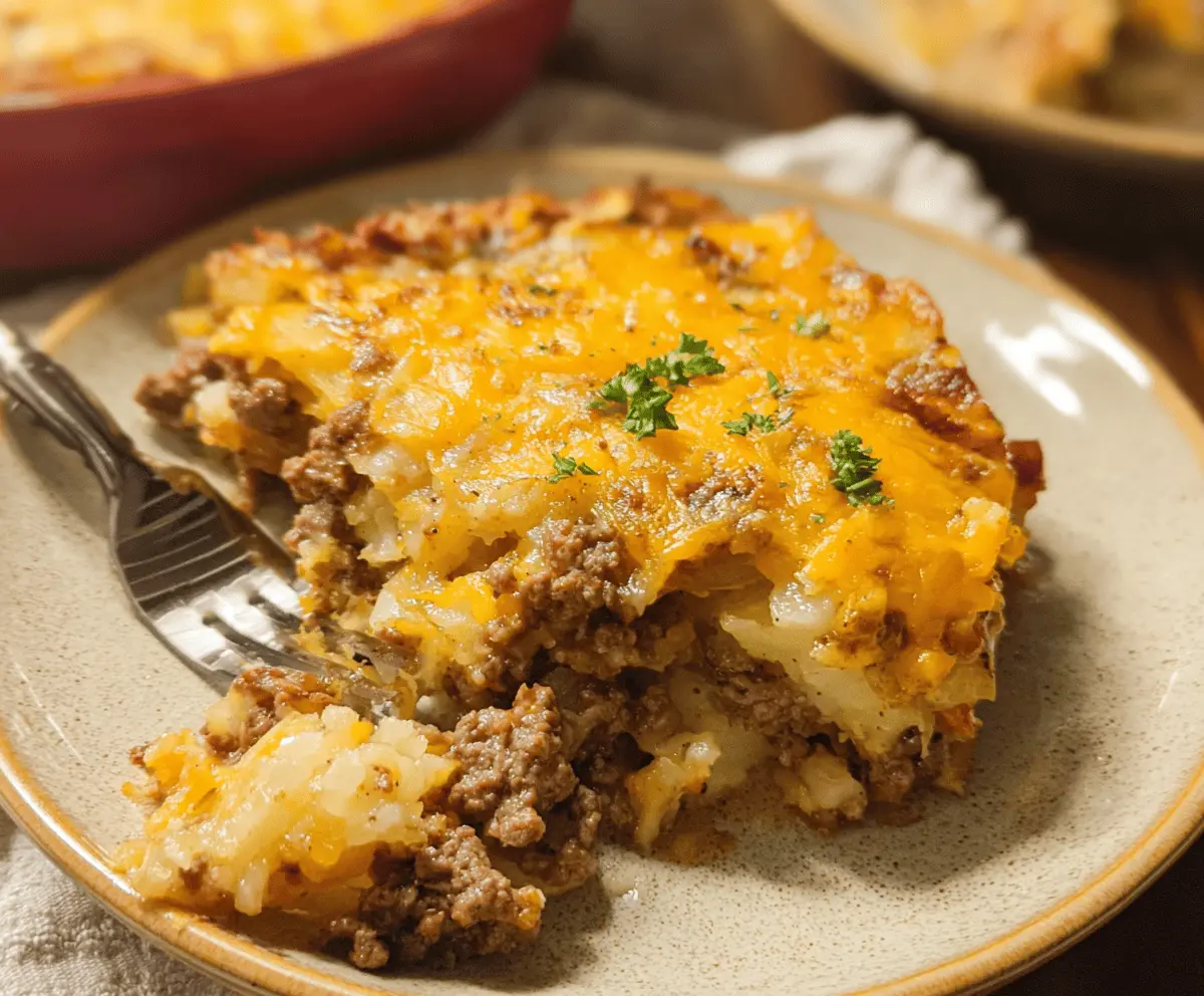 Easy Cheesy Ground Beef and Potato Casserole