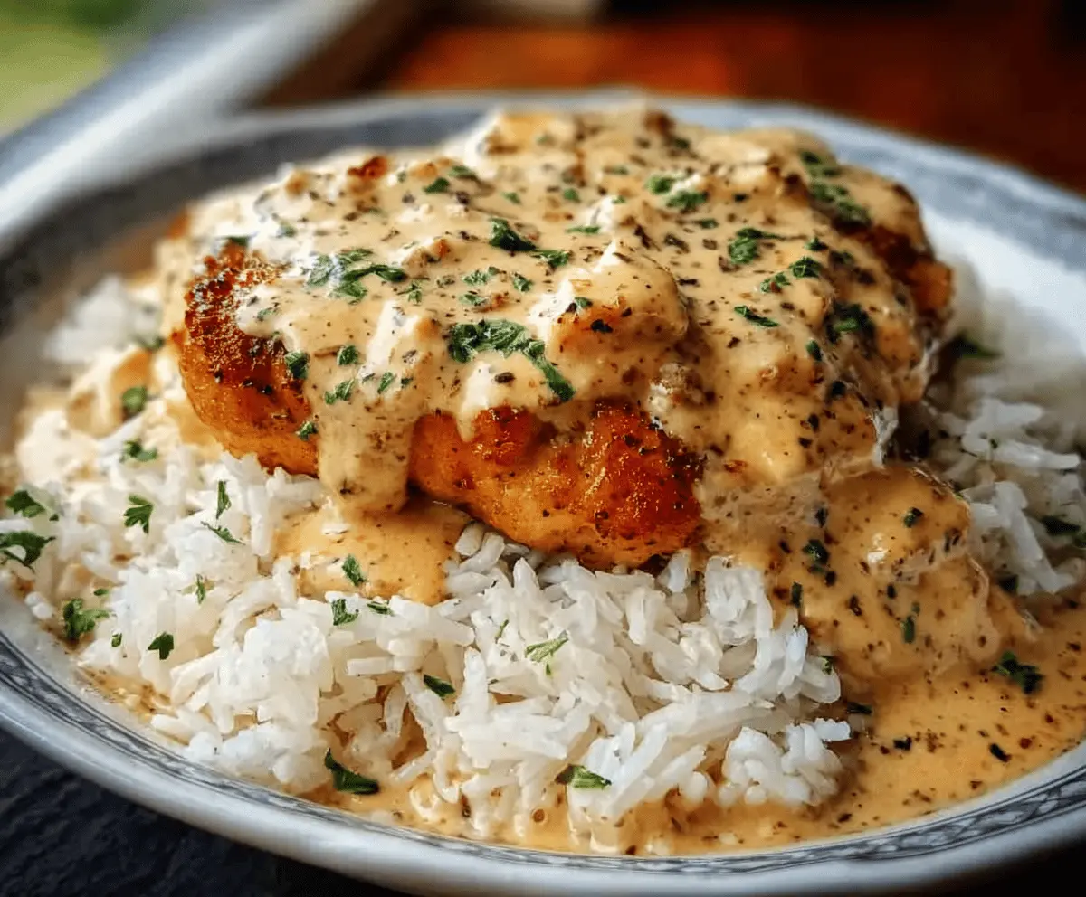 Creamy Smothered Chicken and Rice Dinner Recipe