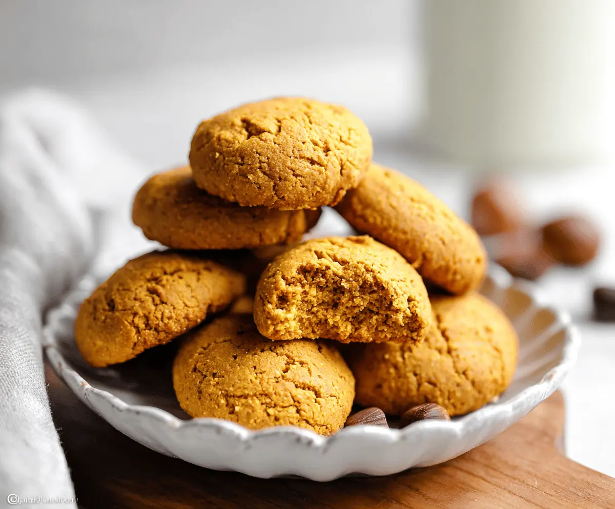 Freshly baked pumpkin protein cookies topped with chocolate chips, showcasing a nutritious and delicious fall-inspired treat.