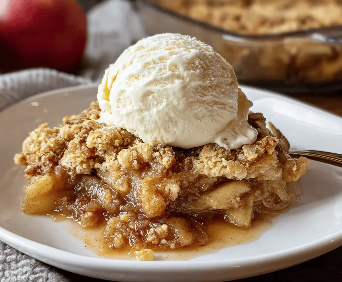Delicious homemade Apple Pie Dump Cake topped with cinnamon and fresh apple slices