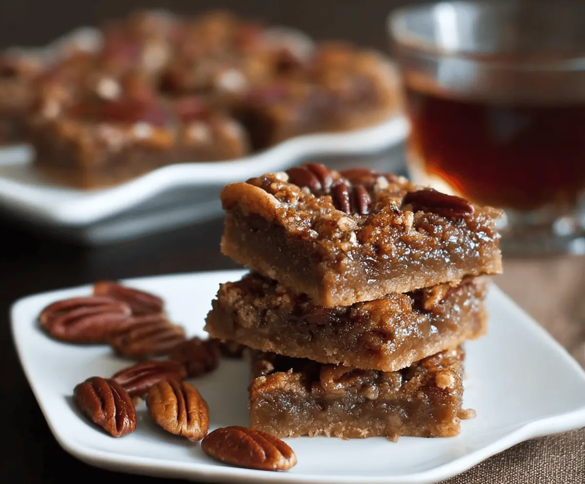 Delicious Maple Pecan Pie Bars topped with caramelized pecans and a golden crust, perfect for dessert or special occasions.
