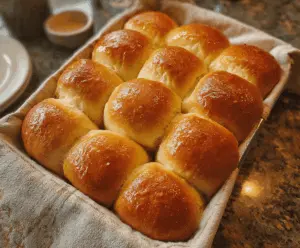 Golden Parker House dinner rolls fresh out of the oven, perfect for a hearty meal.